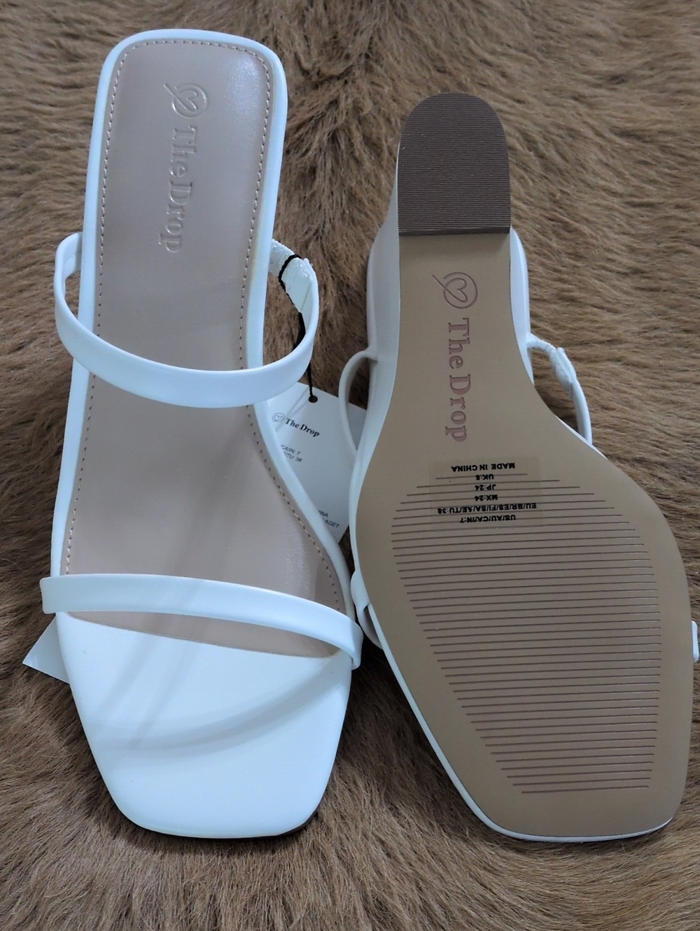 Women's White Strappy Slide Sandals